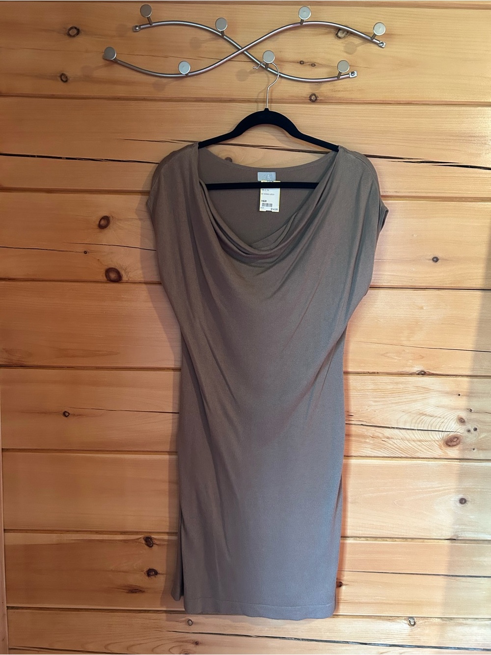 H&M Taupe Cowl-Neck Midi Dress